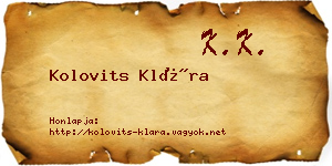 Kolovits Klára névjegykártya